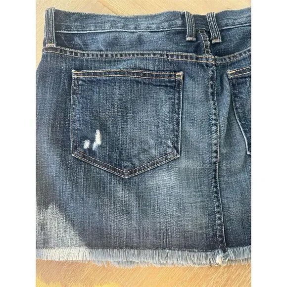 Current/Elliott Women's Size 31 Blue Distressed Mini Skirt Frayed Hem‎ - Picture 9 of 10